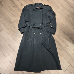 Vintage Anna Collection Coats - Deep Green Virgin Wool Women's Trench Coat